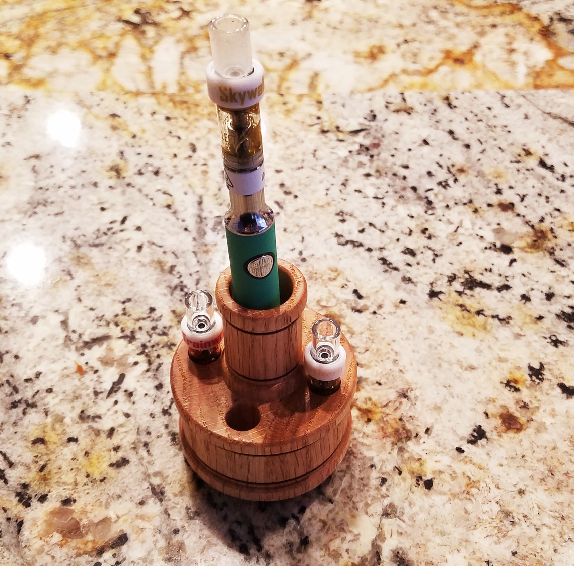 Oak Vape Pen Holder with 4 Cartridge storage Etsy
