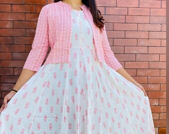 Buy Kurta With Ethnic Jacket Kurti for Women Cotton Kurti Online in India -  Etsy