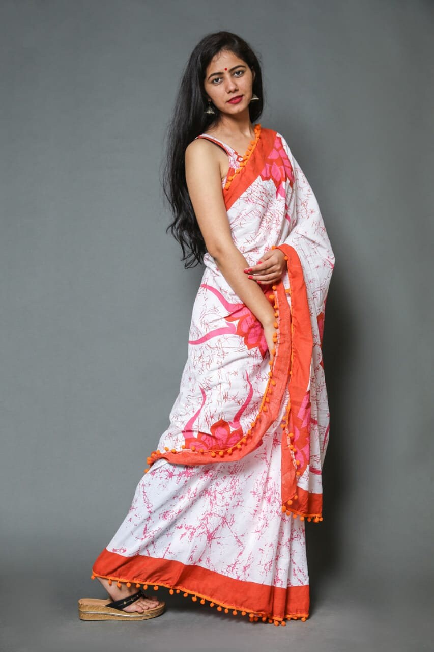 Sari For Women Handmade Design Cotton Sari Printed Saree With Free Shipping Sari For Women Handmade Design Cotton Sari Printed Saree With Free Shipping
