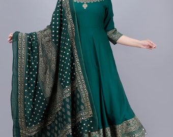 dark green anarkalis