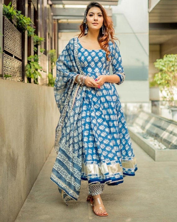Heavy Rayon Printed Anarkali Kurti Pant 