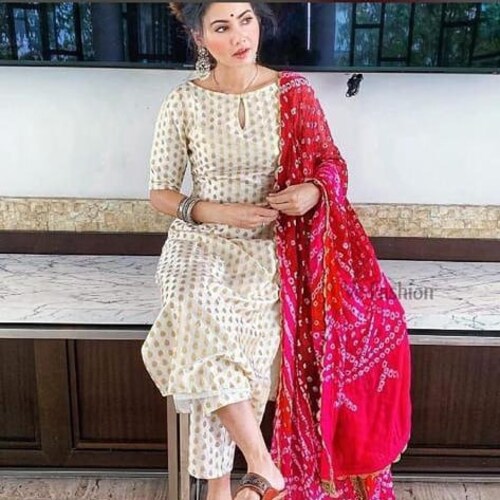 Designer Rayon Gold Printed Kurti Pant 