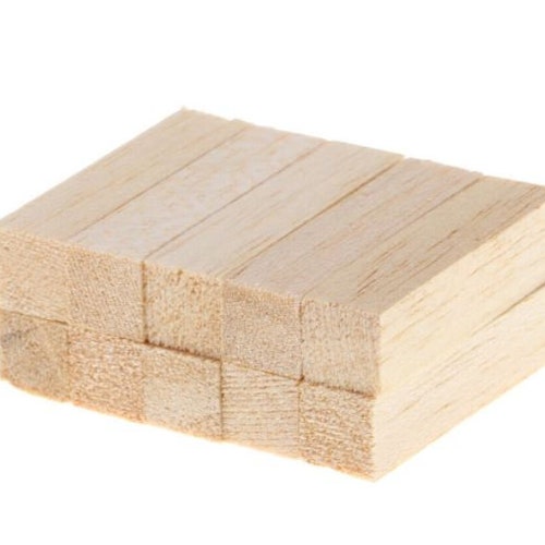 handmade 10 Pieces Natural Unfinished Square Balsa Wood Stick Rod Blocks for Kids