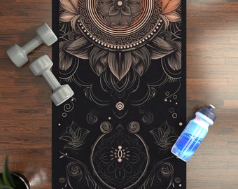 Floral Mandala Rubber Yoga Mat - Peach Flowers