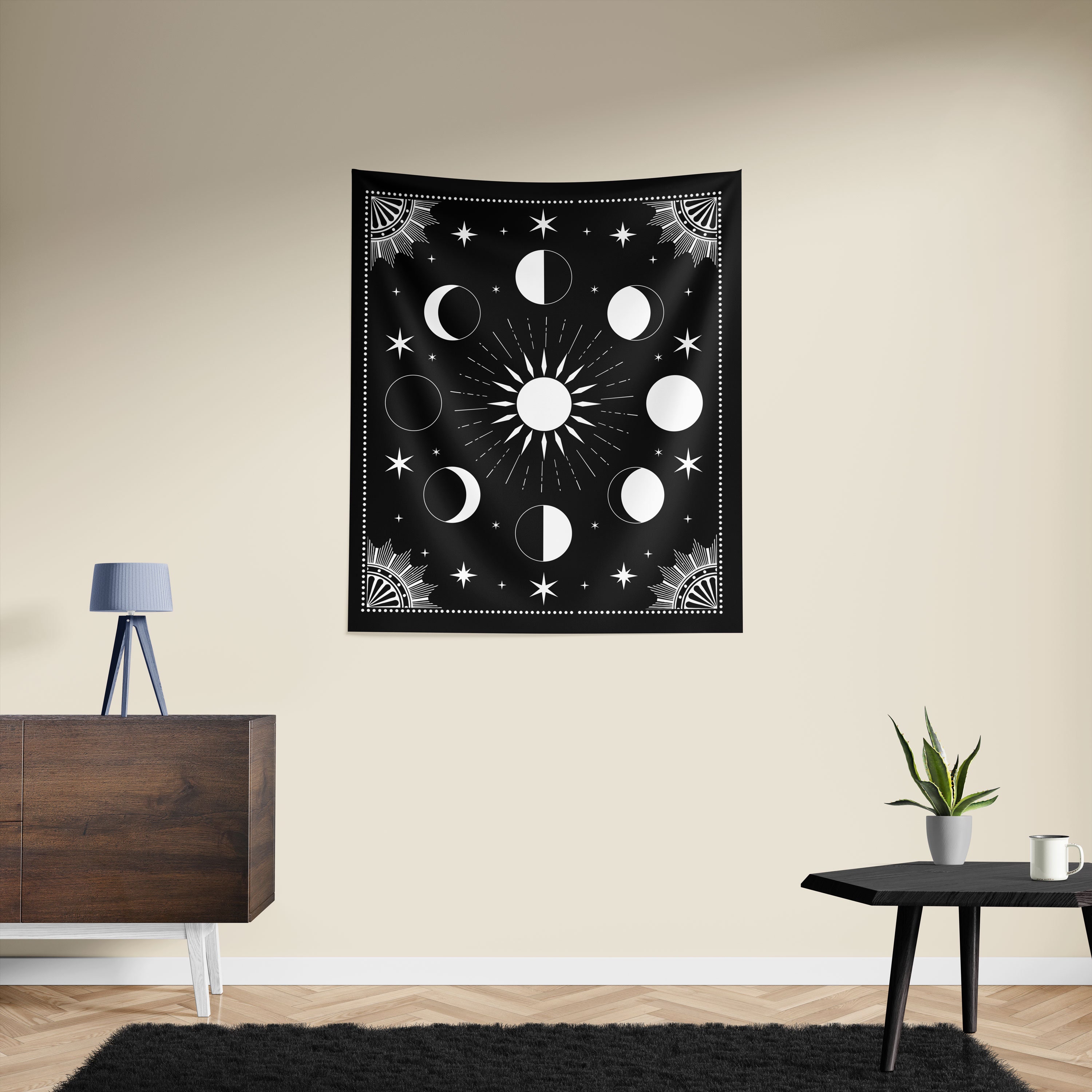 Moon Tarot Tapestry Moon Phase Wall Tapestry Sun & Moon Tarot Tapestry ...