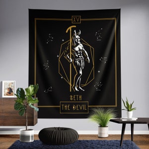 Tarot Wall Tapestry - 15 - The Devil - Egyptian God Seth