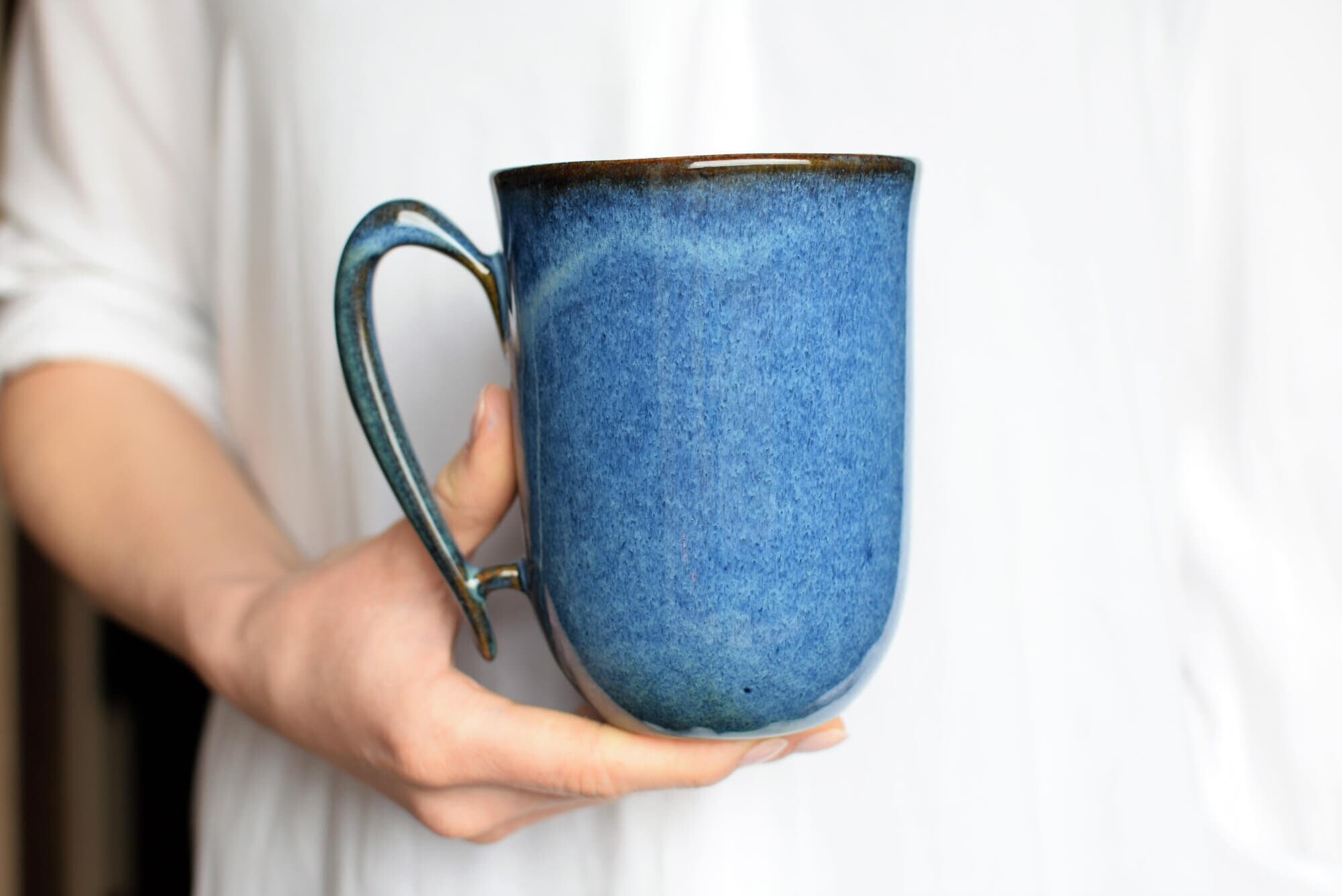 Large Ceramic Mug Oversized Mug Large Stoneware Mug Blue Etsy