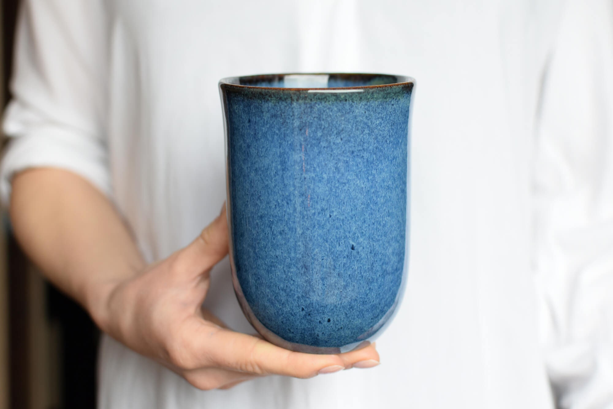 Large Ceramic Mug Oversized Mug Large Stoneware Mug Blue Etsy