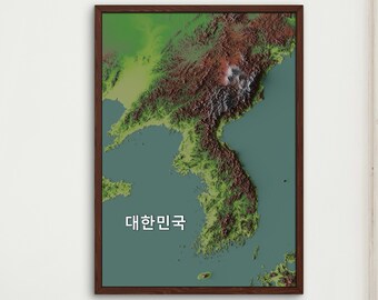 Korean Peninsula Relief Map - Home Décor