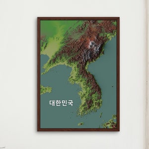 Koreanische Halbinsel Relief Karte - Wohnkultur