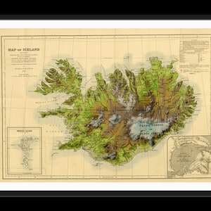 Island Vintage Relief Karte Poster