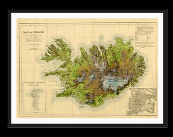 Iceland Vintage Relief Map poster