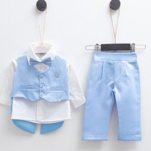Baby Boy Baptism Outfit , Baby Boy Christening Outfit , Boy Tuxedo ,Boy Blessing Outfit ,Baby Boy Blue Outfit
