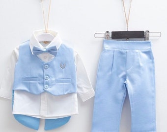 Baby Boy Baptism Outfit , Baby Boy Christening Outfit , Boy Tuxedo ,Boy Blessing Outfit ,Baby Boy Blue Outfit