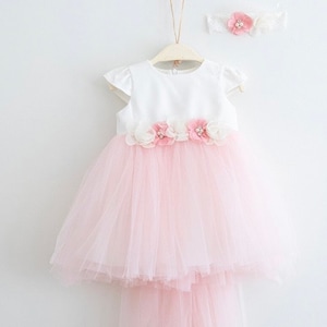 Baptism dress for baby girl , flower dress baby girl , first communion  dress , christening dress for baby girl