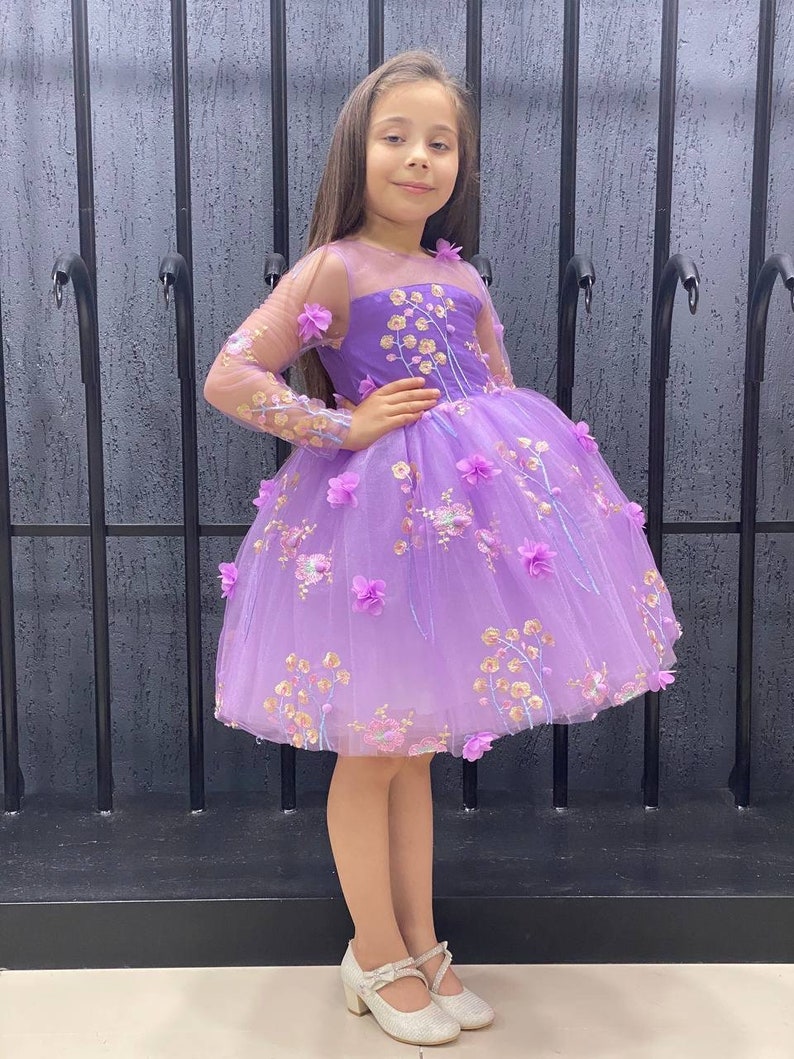 Encanto Birthday Dress ,purple girl dress, Junior bridesmaid dress, Tutu dress, Lace flower girl dress,girls tulle dress , Encanto Costume image 4