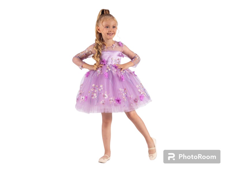 Encanto Birthday Dress ,purple girl dress, Junior bridesmaid dress, Tutu dress, Lace flower girl dress,girls tulle dress , Encanto Costume image 1