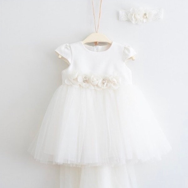 Christening dress, Blessing dress for baby girl, Ecru  baby dress, 0-6 Month , Baby girl Baptism outfits , Baby clothing set