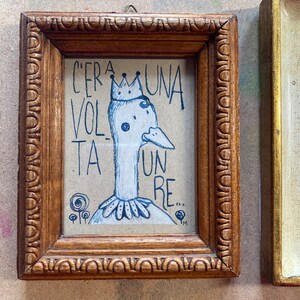Illustrazione originale in cornice vintage