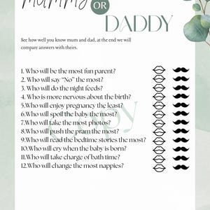 Baby shower game- message to the parents. gender neutral *PDF file