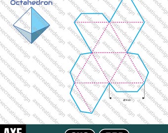 D8 Dice Triangle Foldable Template: Digital Download - Print at Home DYI Origami Craft Shape Box Cut Out - Cricut Cutter Pattern - SVG PDF