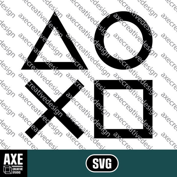 Triangle Circle X Square (Playstation Inspired) | Digital SVG Vector File | Cutting Cricut Decal | Gamer Video Game Symbol Silhouette