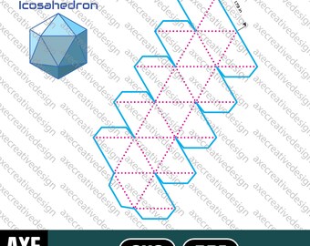 D20 Dice Triangle Foldable Template: Digital Download - Print at Home DYI Origami Craft Shape Box Cut Out - Cricut Cutter Pattern - SVG PDF