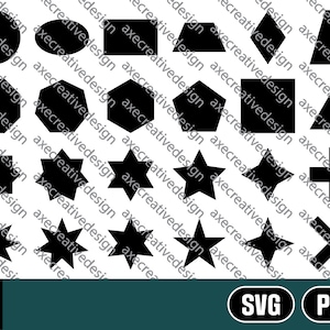 24 Basic Shapes Bundle | Digital SVG Vector File | Cutting Cricut Decal | Square, Circle, Triangle, Rectangle, Star, Diamond, Polygon