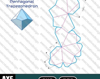 D10 Dice Kite Foldable Template: Digital Download - Print at Home DYI Origami Craft Shape Box Cut Out - Cricut Cutter Pattern - SVG PDF