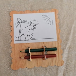 Carte de coloriage dinosaures pour enfants avec crayons de couleur inclus | Cadeau d'anniversaire à Colorier | Activité Pour Enfants