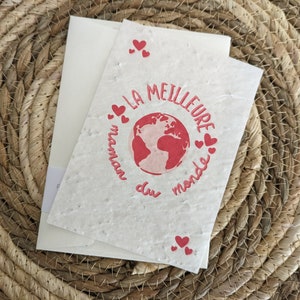 Carte à Planter "La Meilleure Maman du Monde" - Carte en Papier ensemencé - "La Meilleure Maman du Monde" - Cadeau Fête des Mères