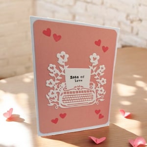 Carte amour scrapbooking - Carte de vœux romantique à offrir - Carte "Je t'aime" fait main - Carte de vœux unique personnalisée