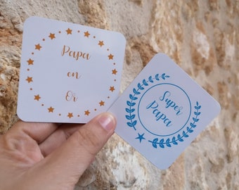 Aimant Papa en Or, Super papa, cadeau fête des pères