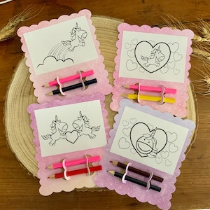 Carte de Coloriage Licorne pour Enfants | Crayons de Couleur Inclus | Activité Créative avec Crayons | Activités d’Enfants