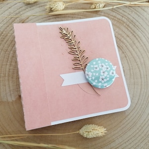 Pink and Blue Square Photo Album - Elegant Scrapbooking - Handmade Memory Book - Gift for Wedding, Birth or Birthday