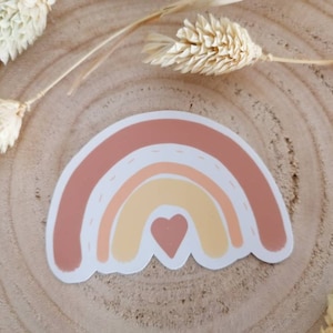 Autocollant Arc-en-Ciel Pastel - Sticker Marron Beige -  Design Élégant - Idée Cadeau Boho - Autocollant imperméable