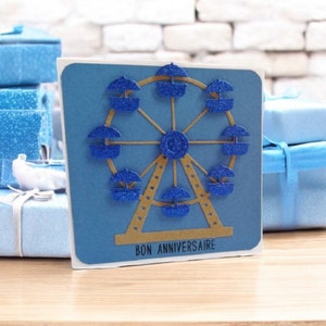 Carte "Bon Anniversaire" Fait Main - Scrapbooking Créatif - Carte de Vœux Personnalisée - Idée Cadeau Originale pour Anniversaire
