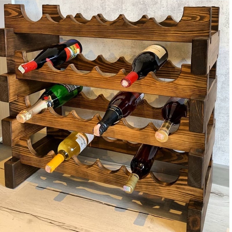 Wood Bottle Wine Holder Etsy
