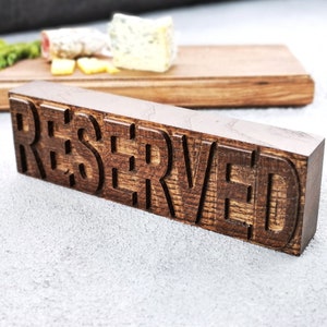 Wooden Reserved table sign for Restaurants bars and Cafe Freestanding wood reserved block sign rustic wedding centerpiece