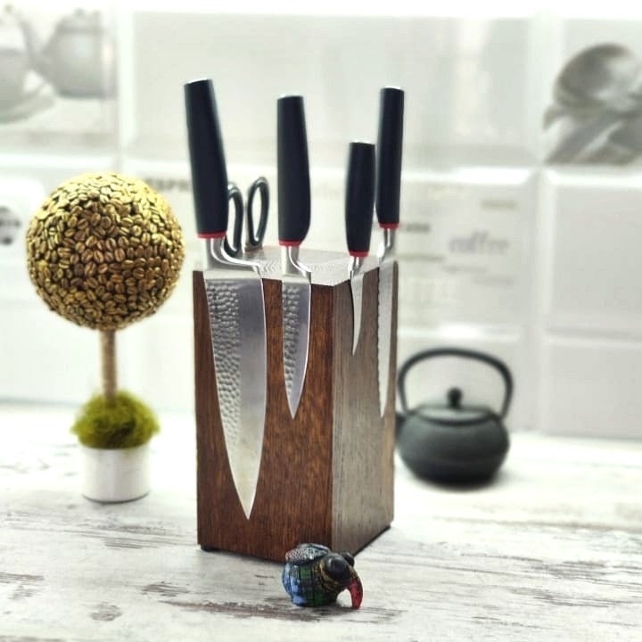 Knife Block Wooden Knife Stand Rustic Knife Block Etsy UK