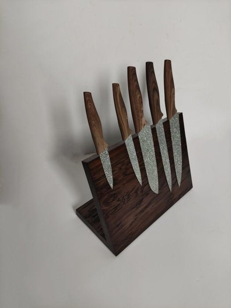 Oak Knife Stand Knife Stand Rustic Knife Block Wooden Etsy