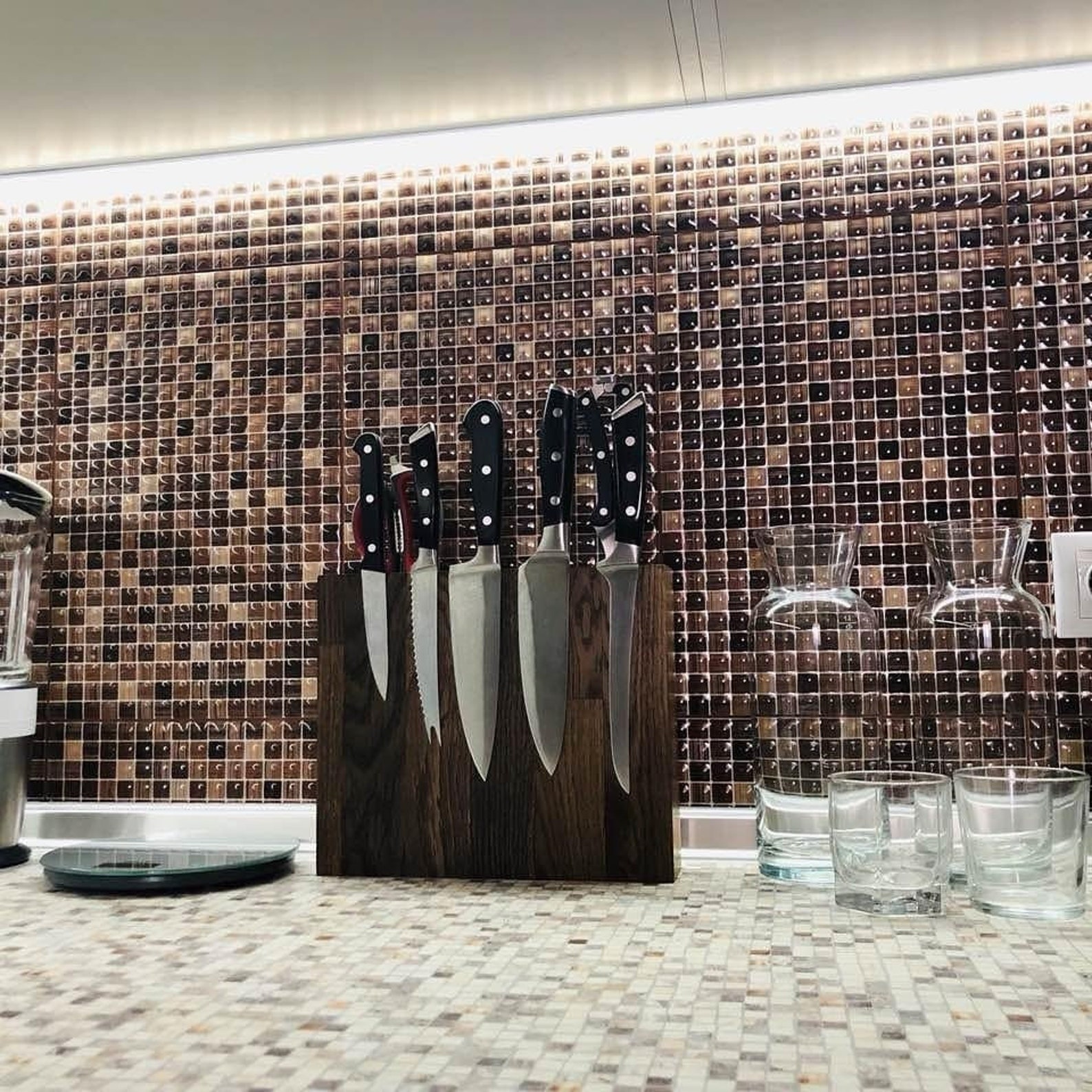 Rustic Knife Stand Wooden Knife Block Knife Block Oak Etsy