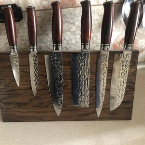 Wooden custom knife block Wooden magnet knife stand Magnetic knife stand Rustic knife block Wooden knife stand Wood magnet holder