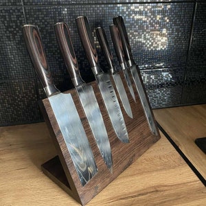 Wooden magnet knife stand Magnetic knife stand Rustic knife block Wooden knife stand Wood magnet holder Custom knife holder