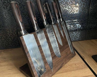Wooden magnet knife stand Magnetic knife stand Rustic knife block Wooden knife stand Wood magnet holder Custom knife holder