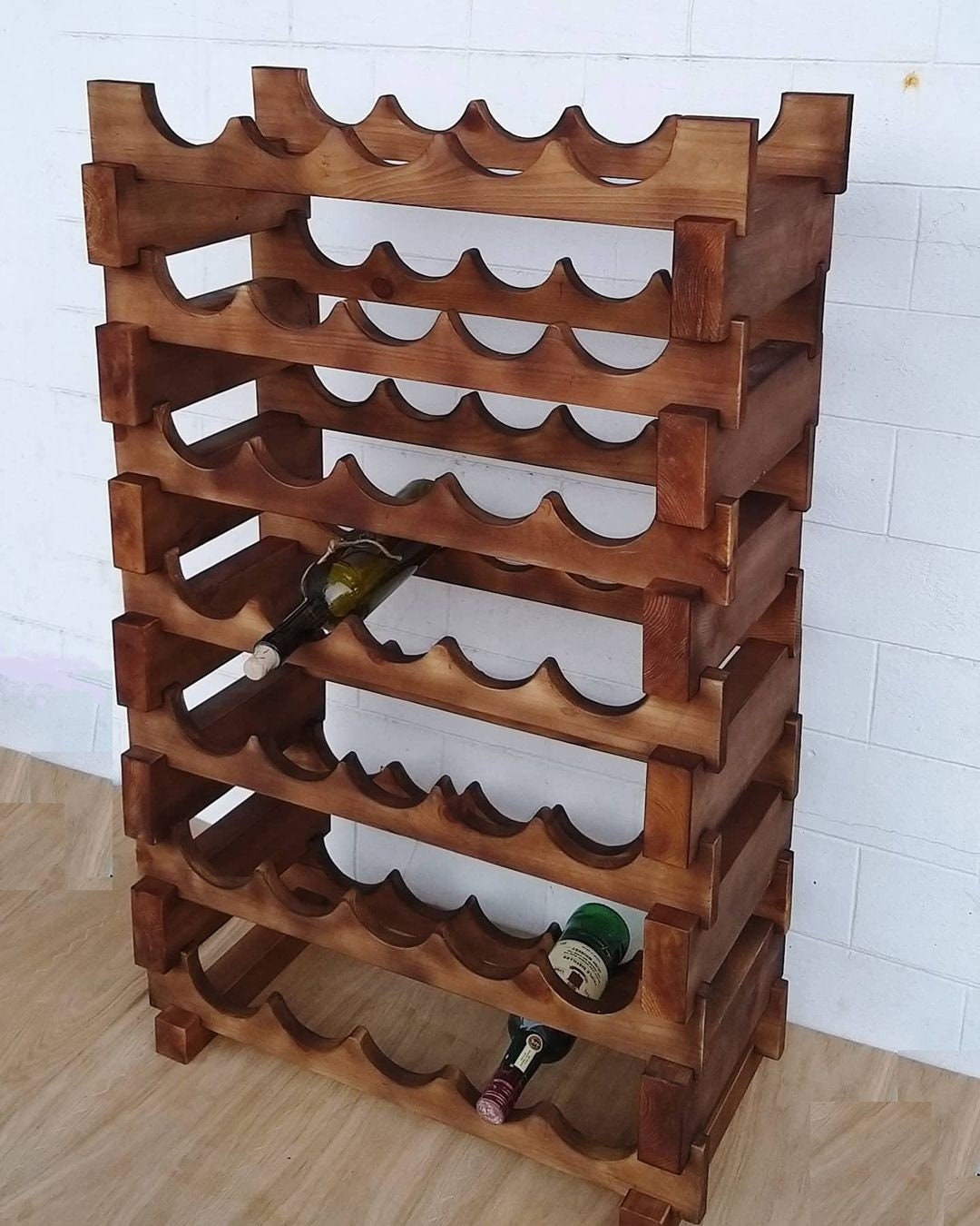 Large Wooden Rustic Wine Stand Wooden Wine Wood Bottle Etsy