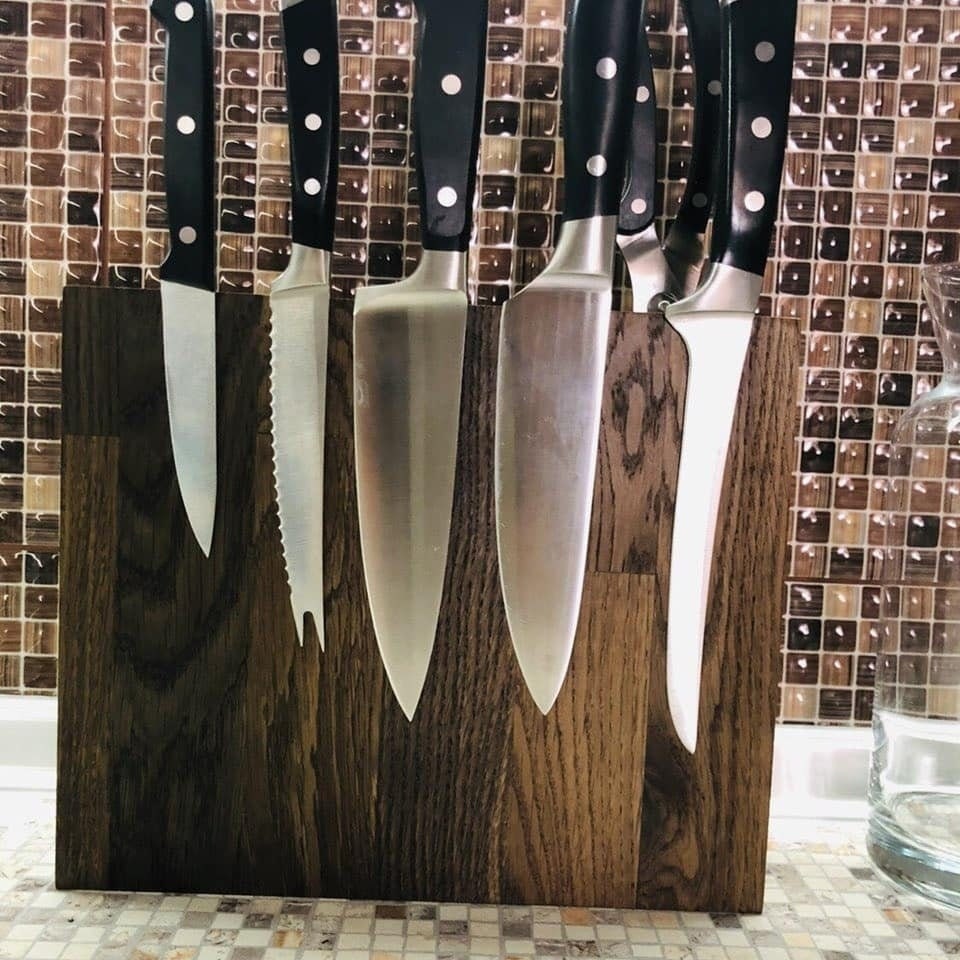 Rustic Knife Stand Wooden Knife Block Knife Block Oak Etsy