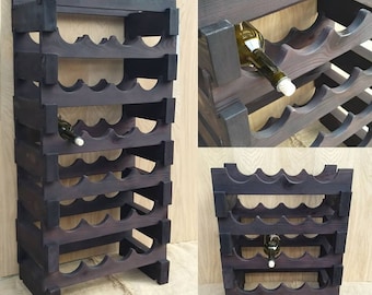 Large wooden bottle shelf Rustic wine rack Wine holder Wooden wine stand Wine storage Wood Cellar Stand