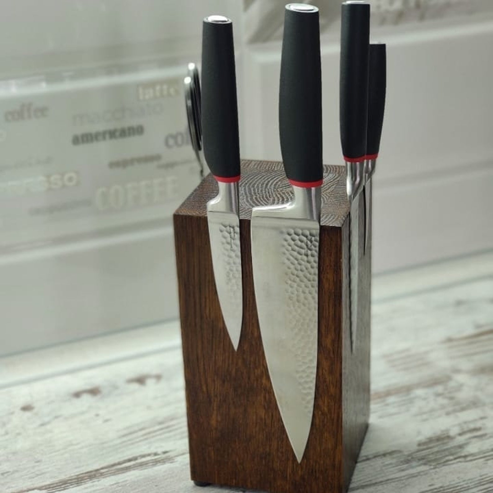 Knife Block Wooden Knife Stand Rustic Knife Block Etsy UK