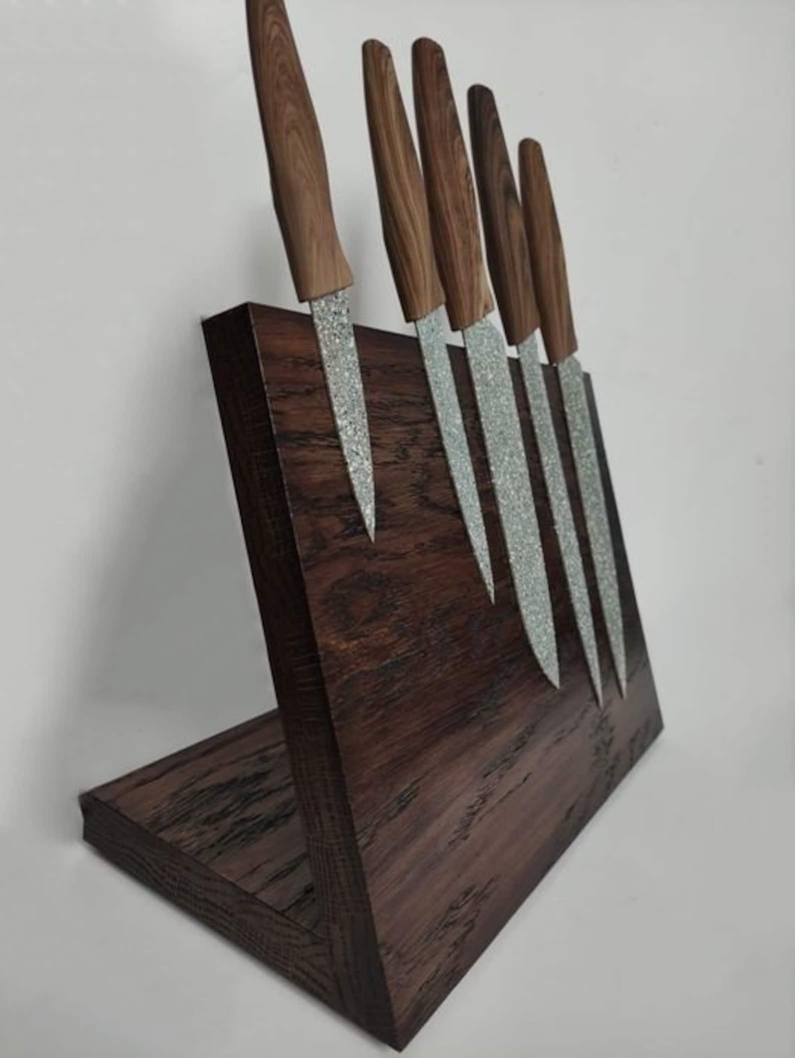Oak Knife Stand Knife Stand Rustic Knife Block Wooden Etsy